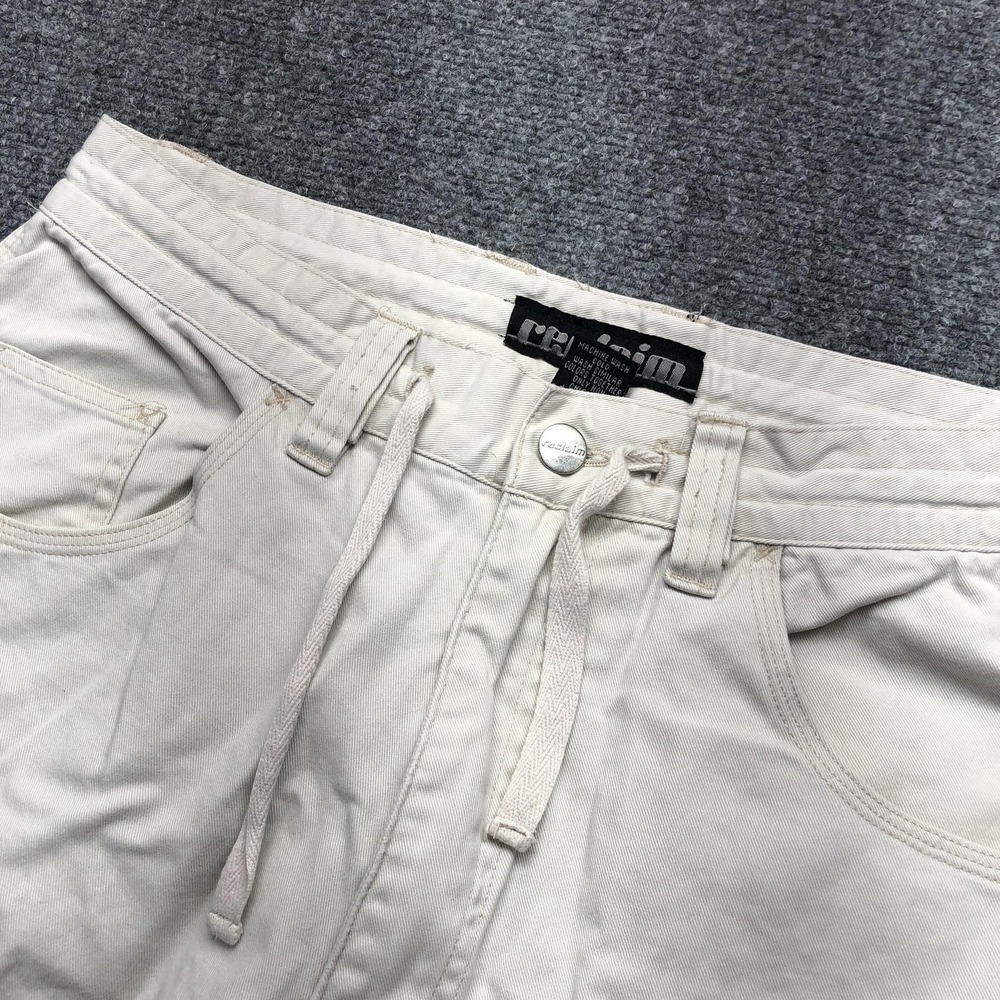 Y2K Cargo Pants Mens 32x28 Beige Canvas Wide Leg Relaxed Workwear Utility - Picture 6 of 10